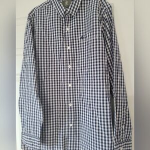 Timberland Mens  Button Down Shirt Medium Long Sleeve Blue And White Plaid